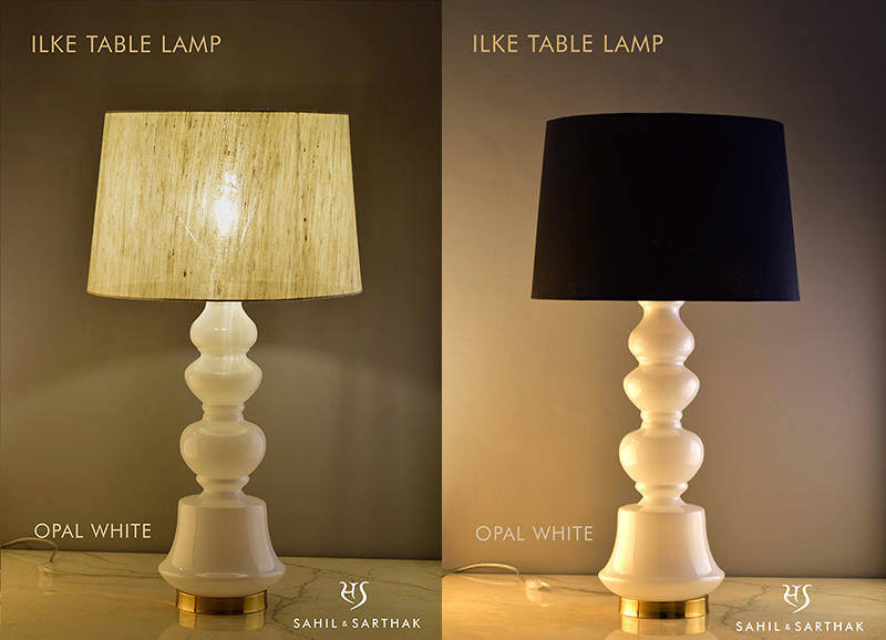 Opal White color Ilke Table Lamp by Sahil & Sarthak